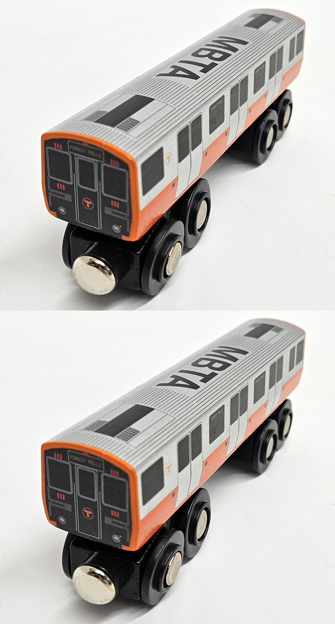Boston MBTA Orange Line Wooden Toy Train (1400 1500-Series) Two Car Bundle (Save over 10%)