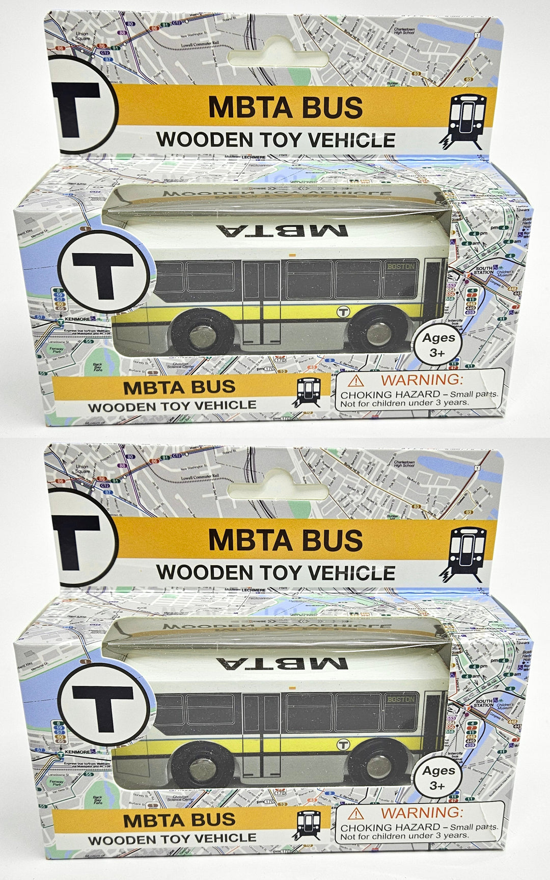 Boston MBTA Wooden Toy (XDE40) Two Bus Bundle (Save Over 10%)