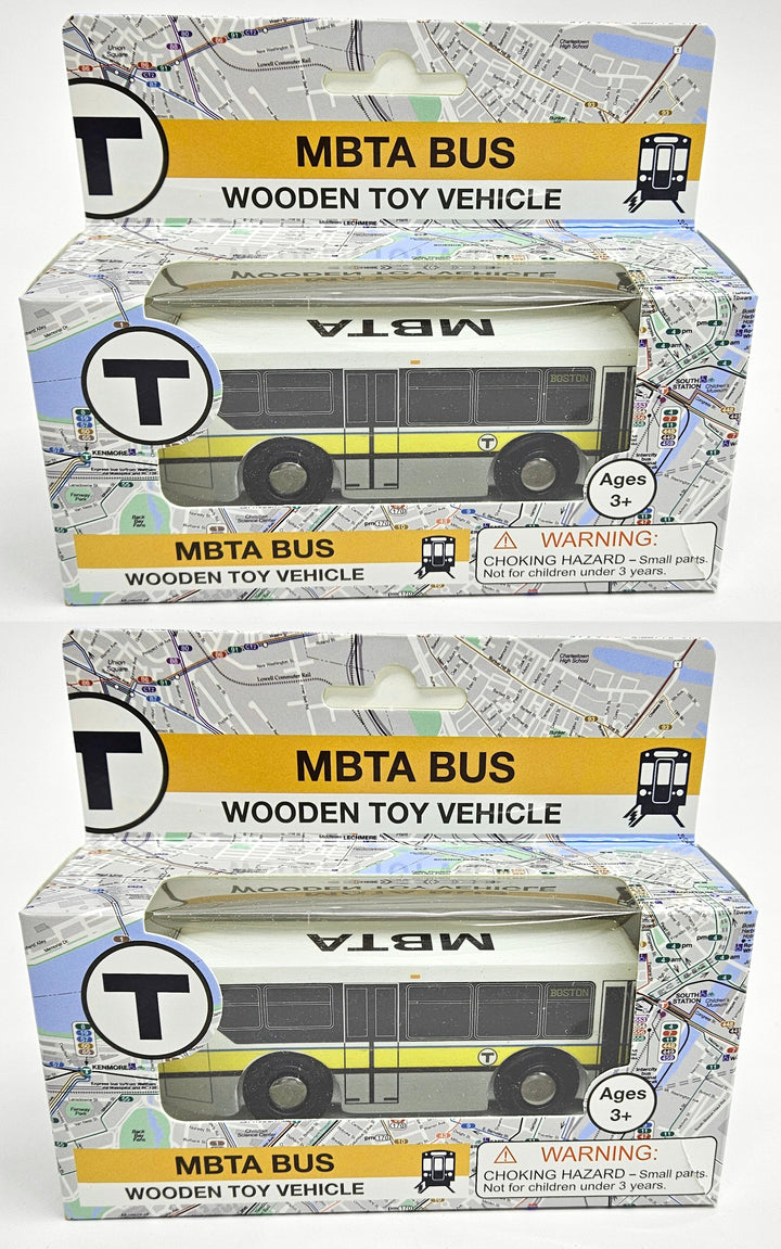 Boston MBTA Wooden Toy (XDE40) Two Bus Bundle (Save Over 10%)
