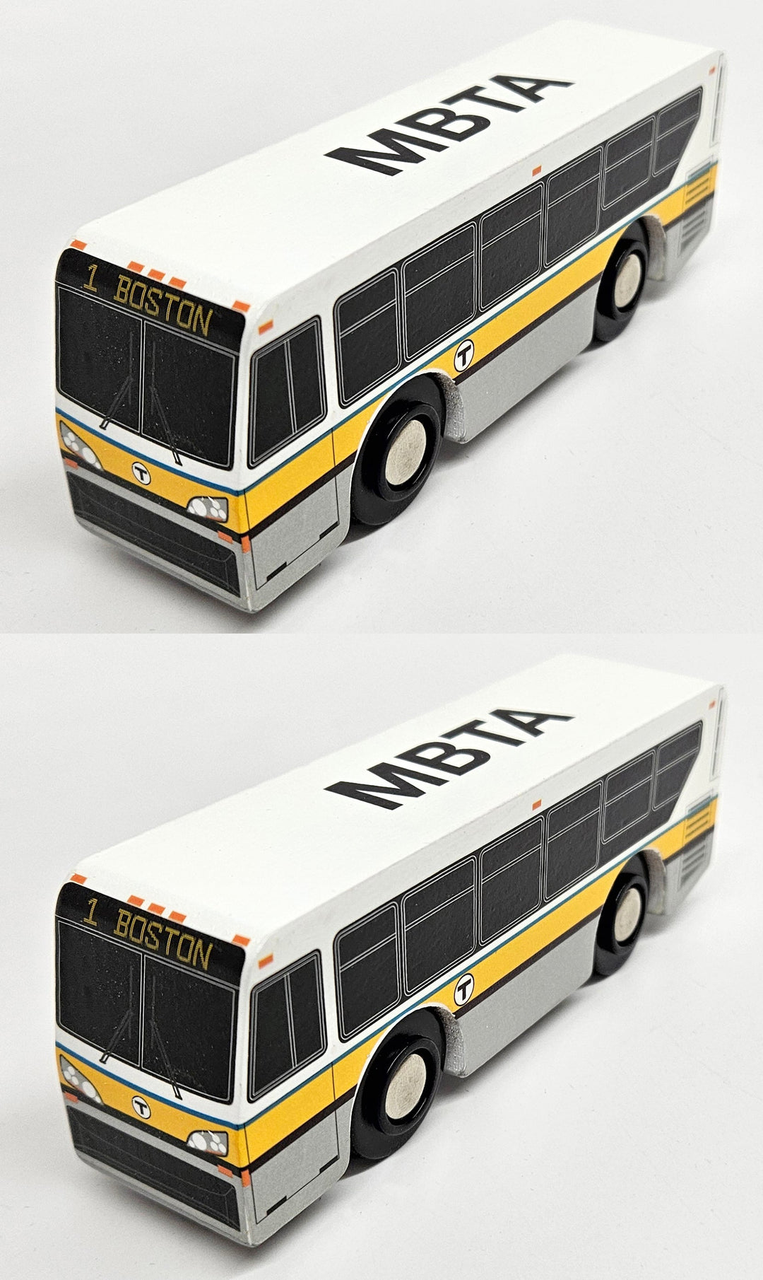Boston MBTA Wooden Toy (XDE40) Two Bus Bundle (Save Over 10%)