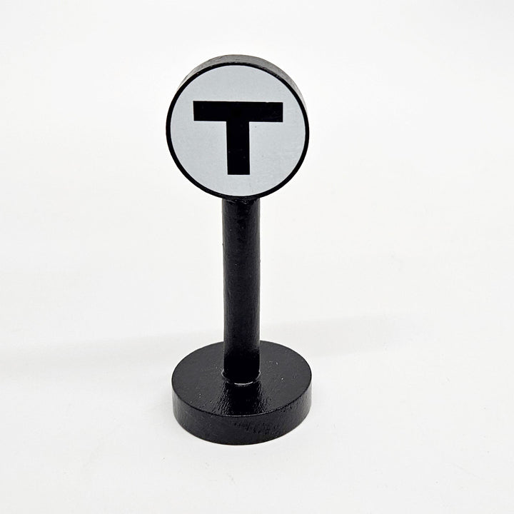 Boston MBTA T Logo Sign Wooden Toy Train Accessory