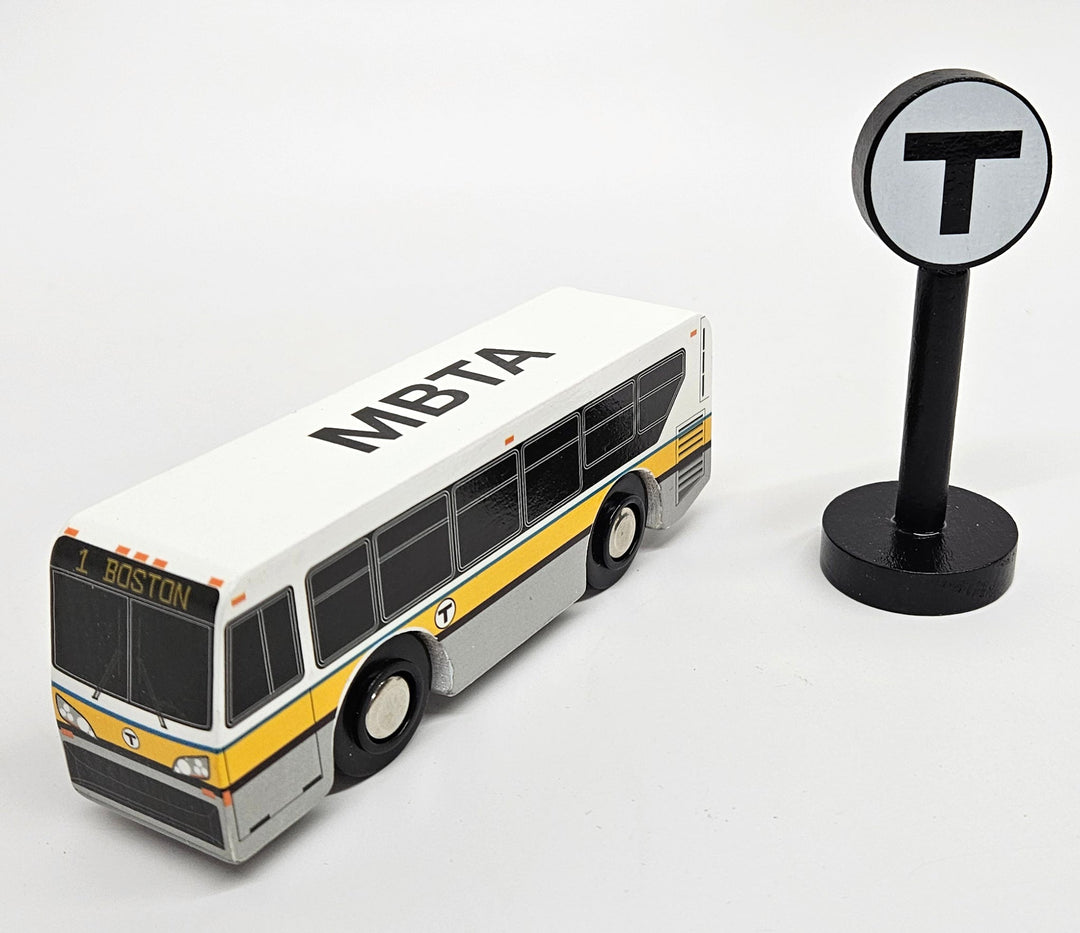 Boston MBTA T Logo Sign Wooden Toy Train Accessory