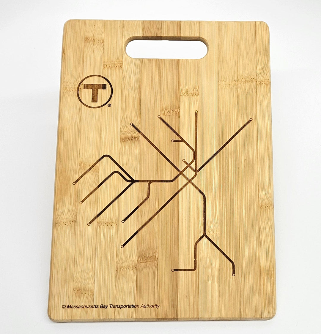 Boston MBTA Map Bamboo Cutting Board (Large)