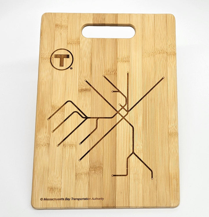 Boston MBTA Map Bamboo Cutting Board (Large)