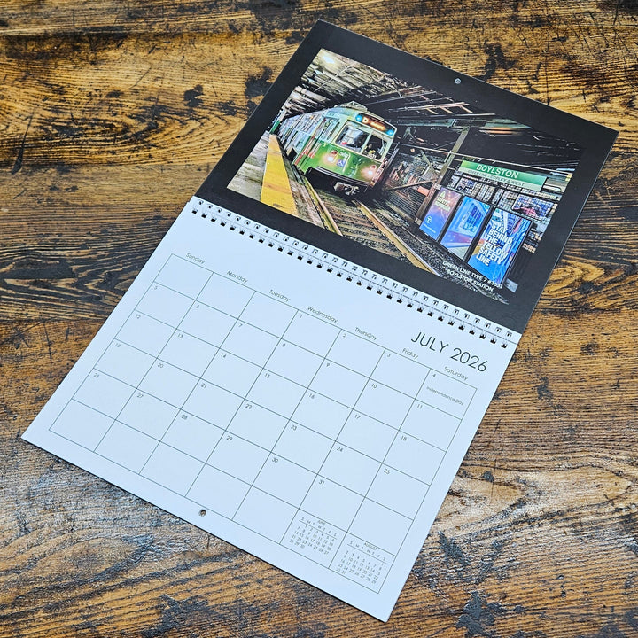 2026 Boston MBTA Transit Vehicle Photographs Wall Calendar