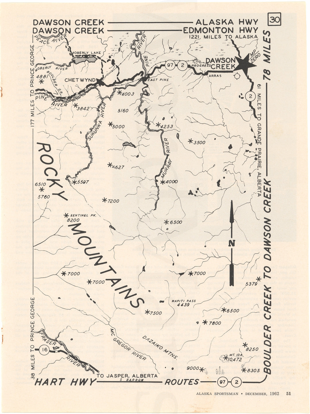 Alaska, Edmonton, and Hart Highways 30: Dawson Creek, BC Region 1962