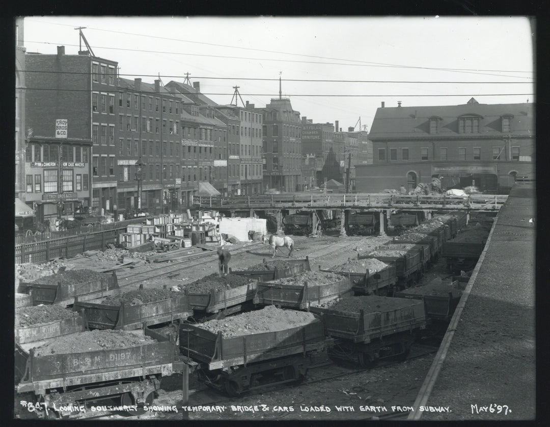 Subway Excavations Loaded into Train Cars, Boston, Massachusetts, May 6, 1897