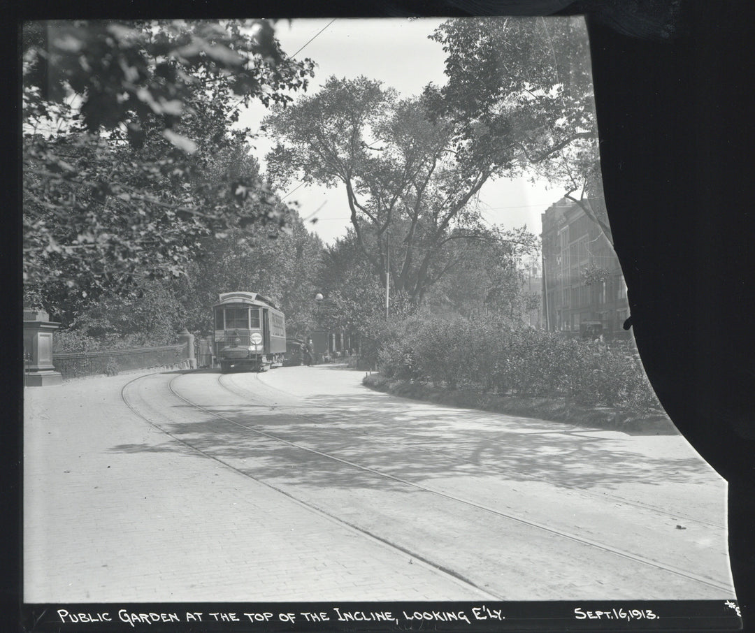 Streetcar at Top of the Public Garden Incline, Boston, Massachusetts, September 16, 1913