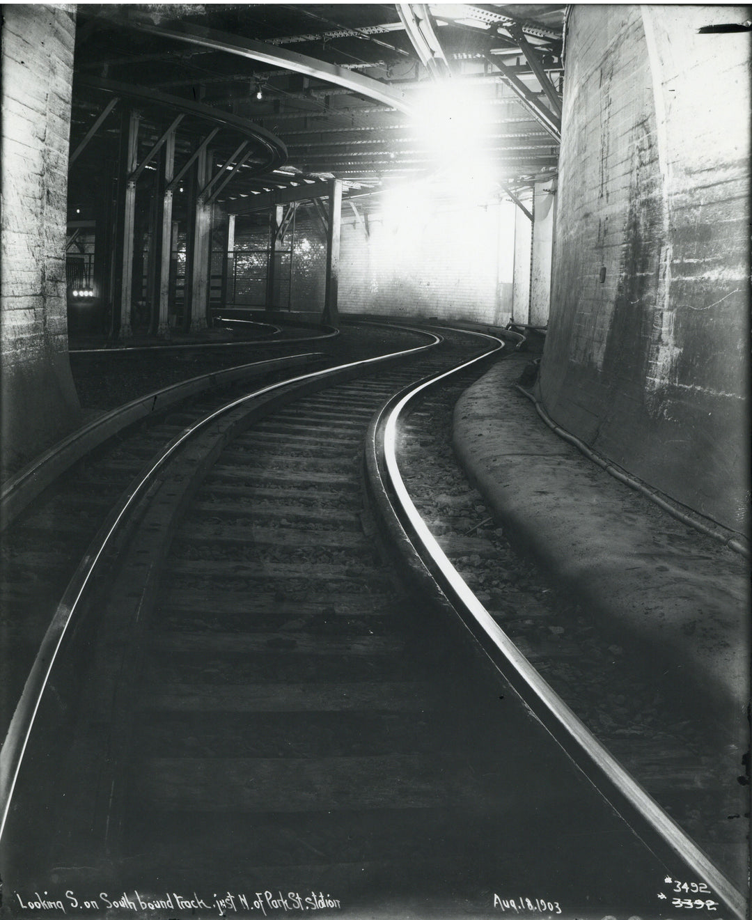 Looking South on Southbound Track just North of Park Street Station, Boston, Massachusetts 1903