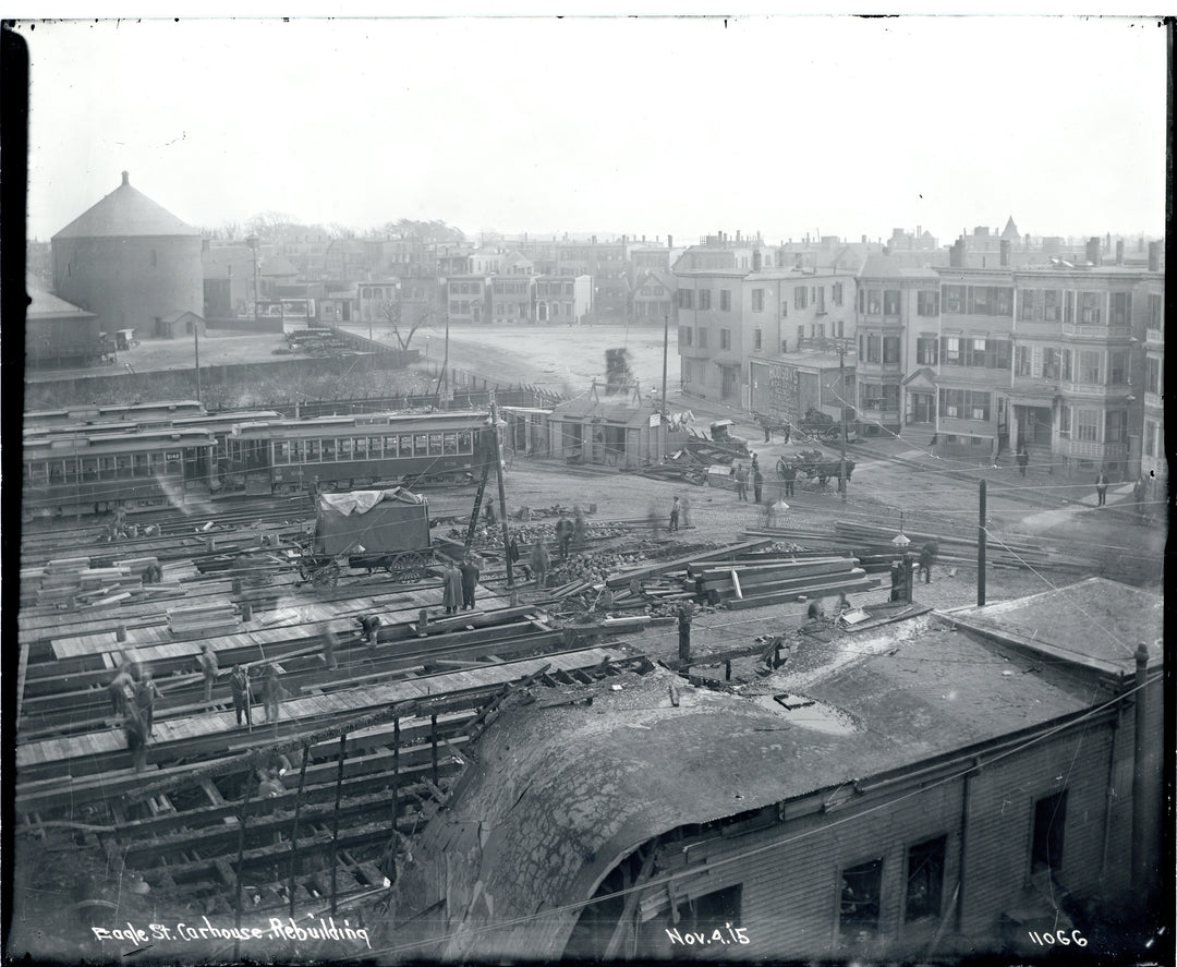 Eagle Street Car Rebuilding House After Fire, East Boston, Massachusetts, November 4, 1915