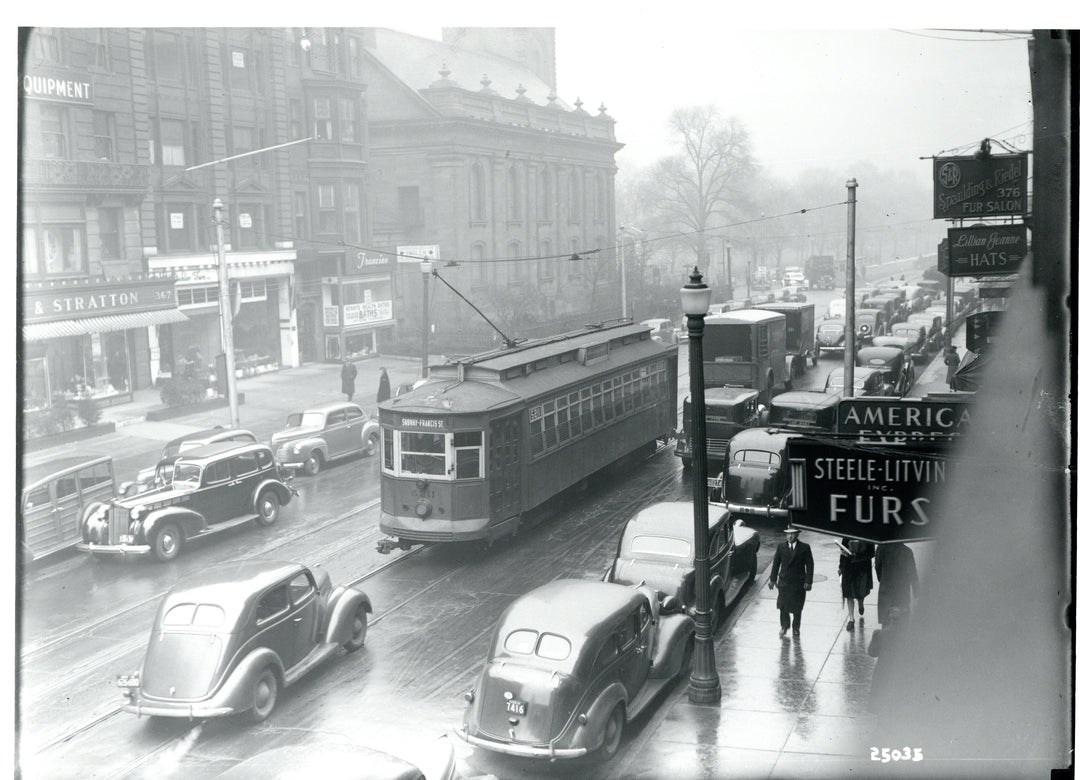 Center-Entrance Streetcar #6211 on Boylston Street at Arlington Street, Boston, Massachusetts, Circa 1940s
