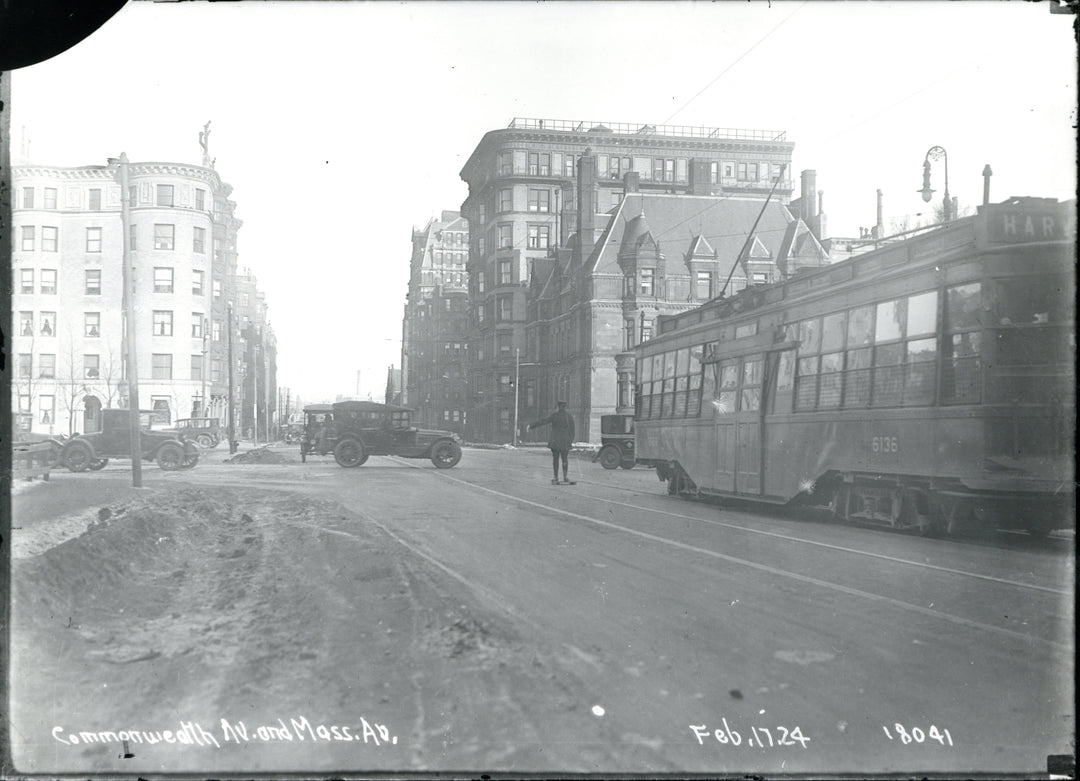 Center-Entrance Streetcar at Massachusetts and Commonwealth Avenues, Boston, Massachusetts 1924