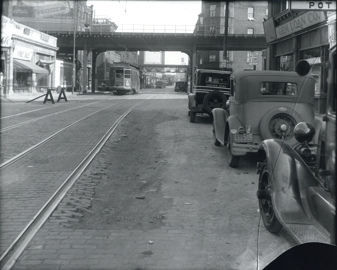 Streetcars on Broadway in South Cove, Boston Massachusetts Circa 1930s