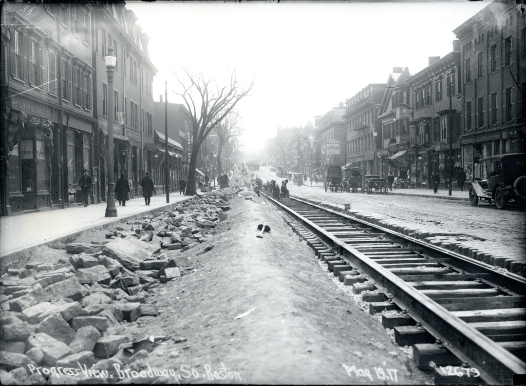 Streetcar Trackwork on Broadway, South Boston, Massachusetts, May 19, 1917