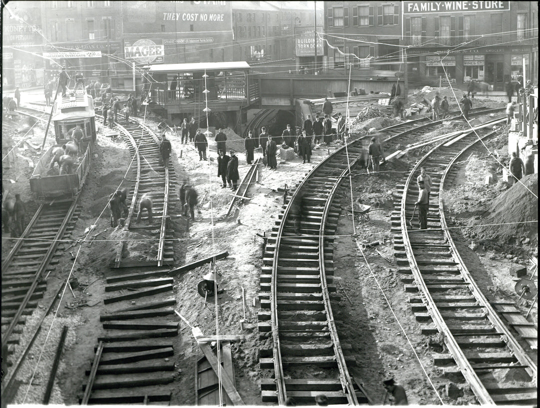 Streetcar Trackwork above Pleasant Street Station on the Tremont Street Subway, Boston, Massachusetts 1908