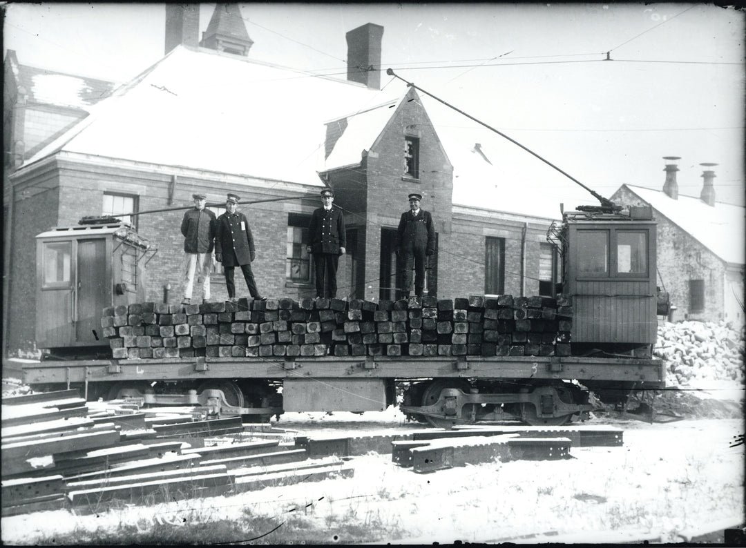 Boston Elevated Railway Co. Work Car Loaded with Ties