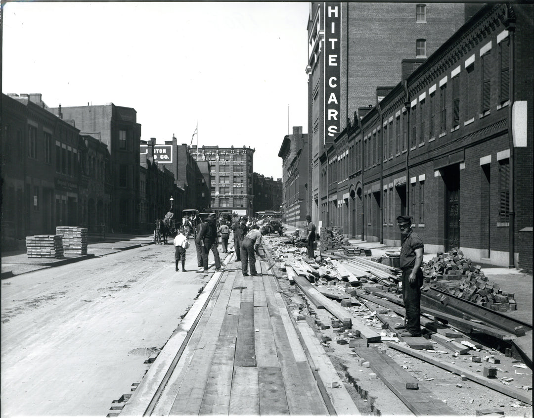 Streetcar Trackwork on Newbury Street, Boston, Massachusetts