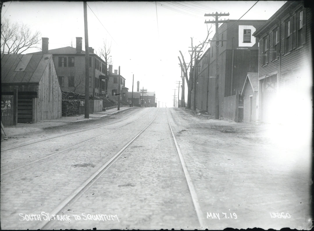 Streetcar Tracks on South Street to Squantum, Quincy, Massachusetts 1919 #13860