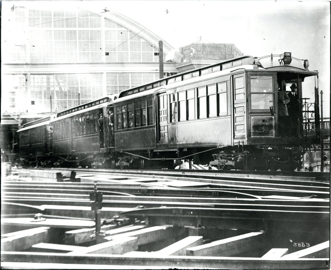 Train of Elevated Type 1 Cars at Sullivan Square Terminal, Charlestown, Massachusetts Circa 1905
