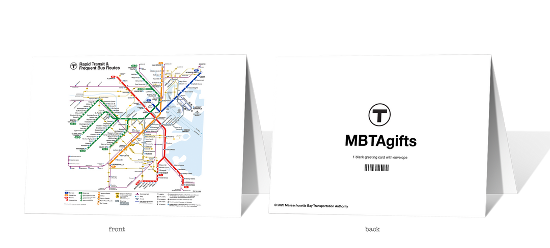 Boston MBTA System Map Greeting Card with Envelope