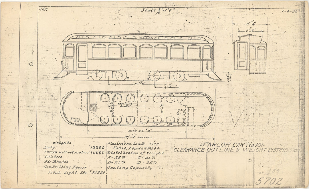 Boston Elevated Railway Co. Parlor Streetcar #101