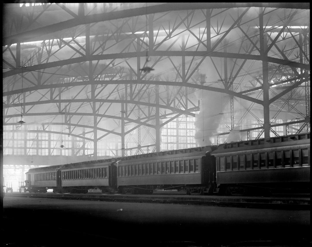 Coaches Under the Great Shed at South Station, Boston, Massachusetts Circa 1930