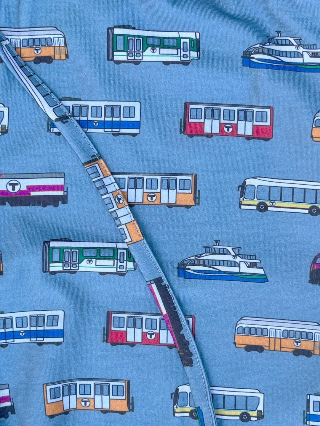 Boston MBTA Vehicle Patten Blue Pajama Pants (ADULT)