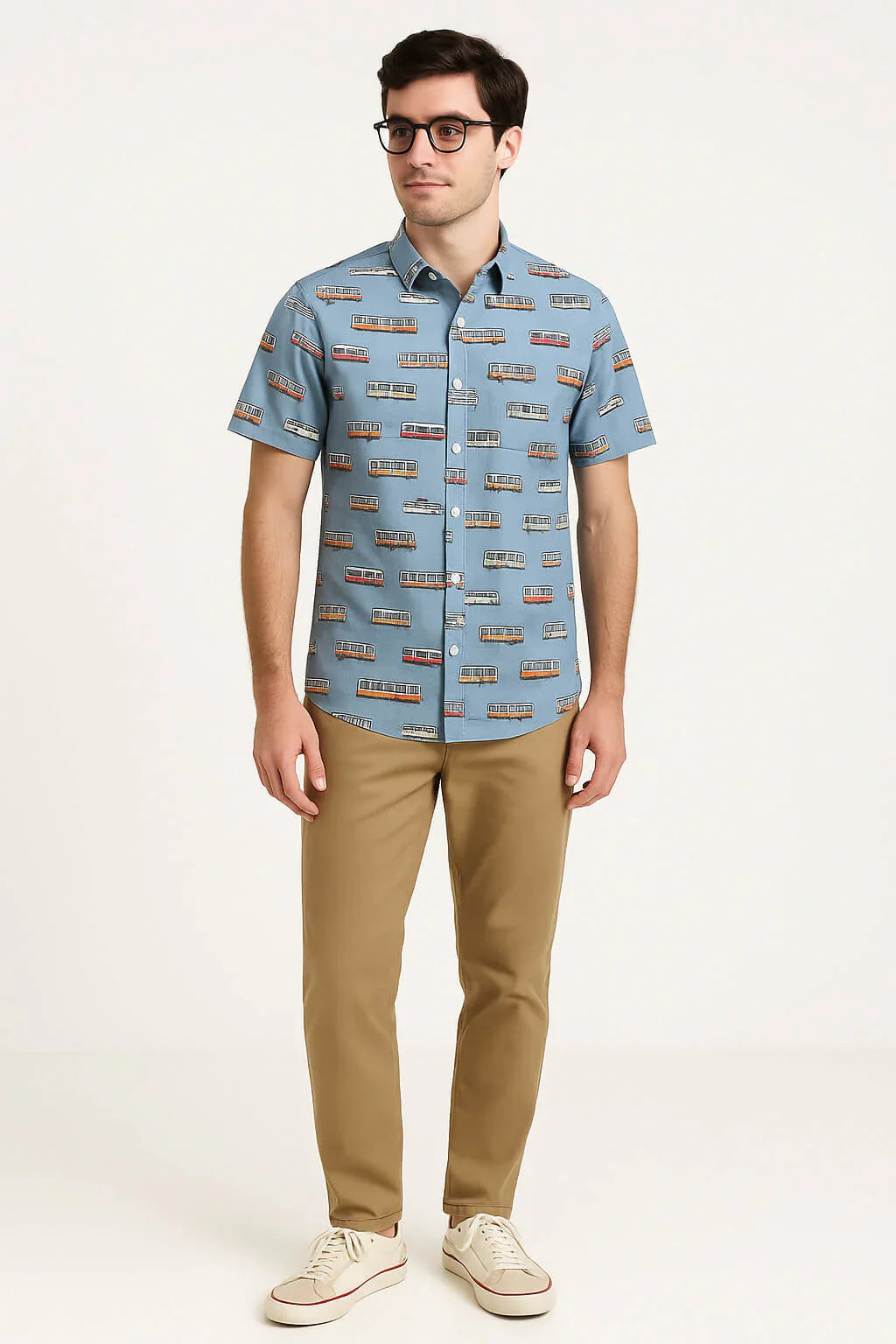 Boston MBTA Vehicles Woven Button-Down Shirt (ADULT)