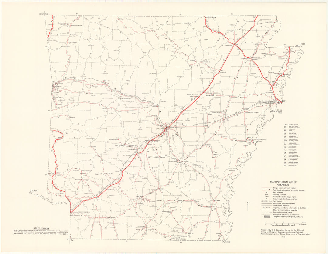 Arkansas Transportation Map 1975: State Edition