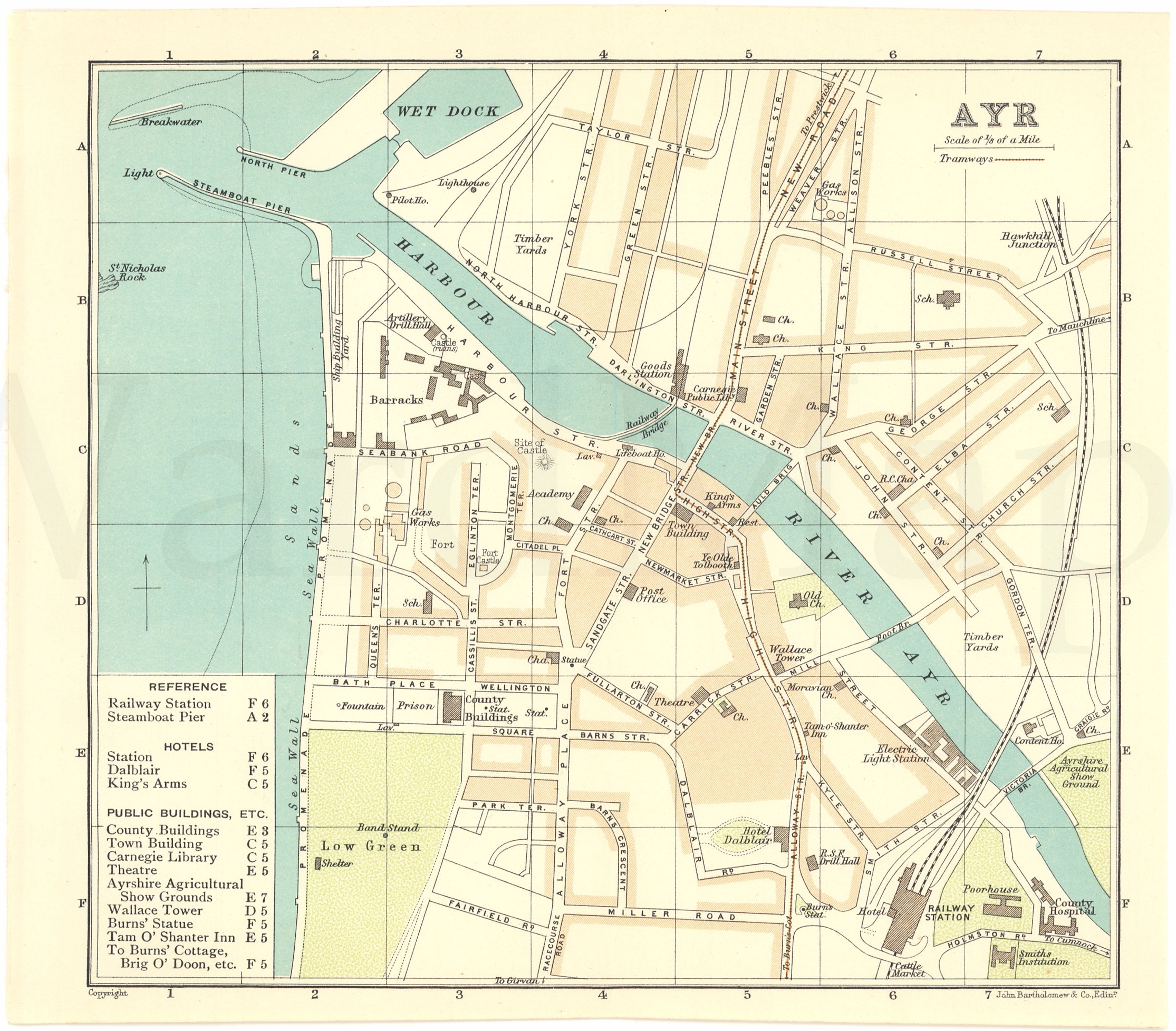 Ayr Scotland Circa 1910 WardMaps LLC ayr-scotland-circa-1910-wardmaps-llc
