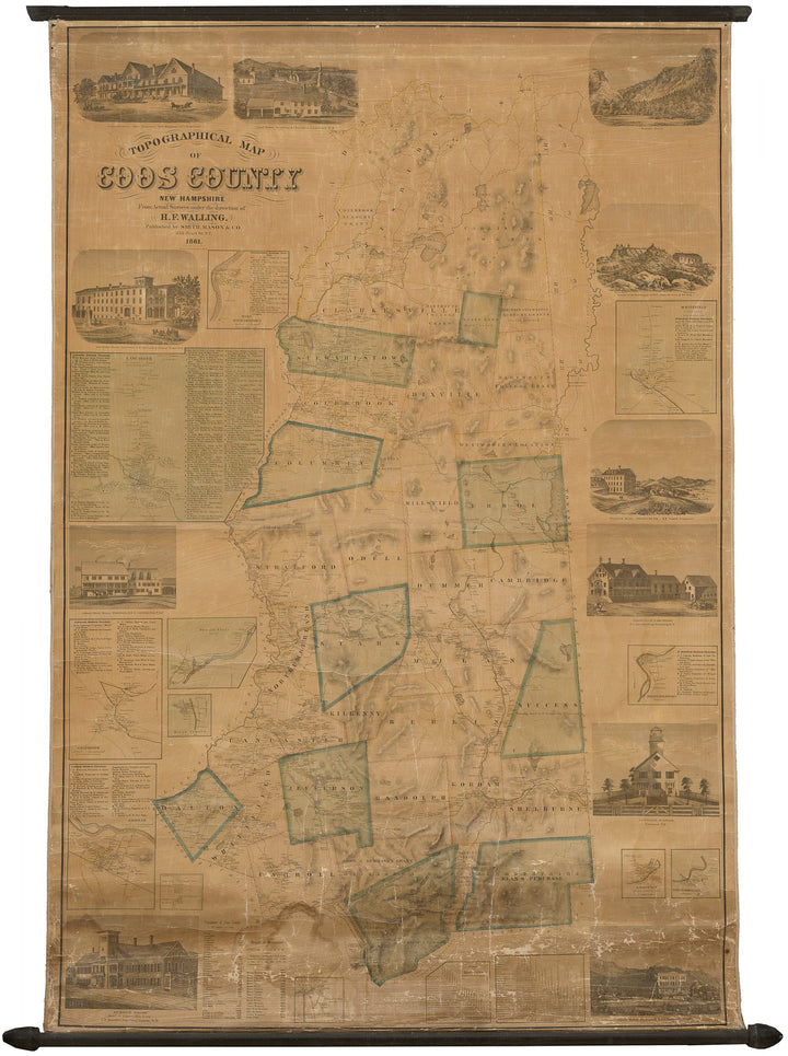 Coos County, New Hampshire Wall Map 1861