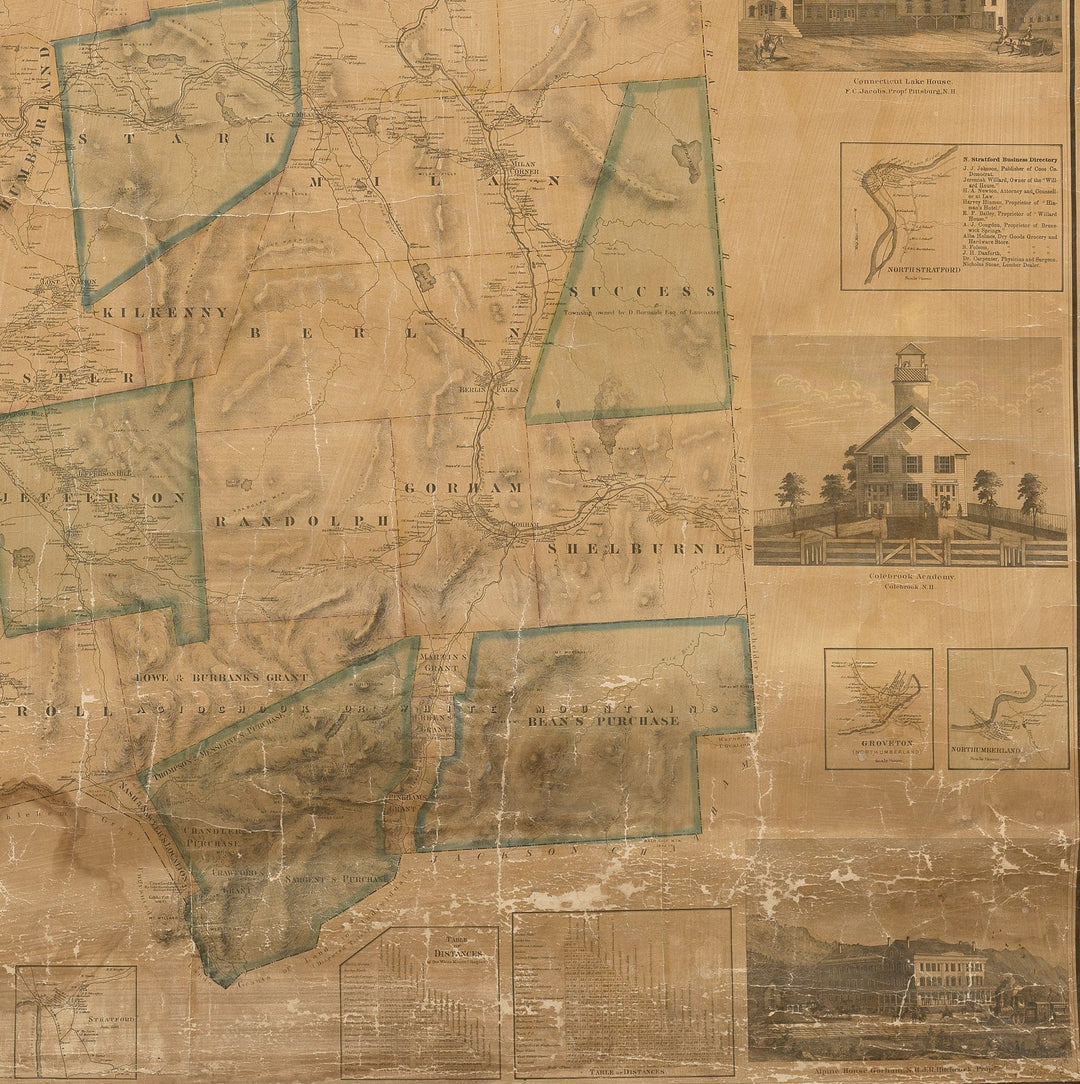 Coos County, New Hampshire Wall Map 1861