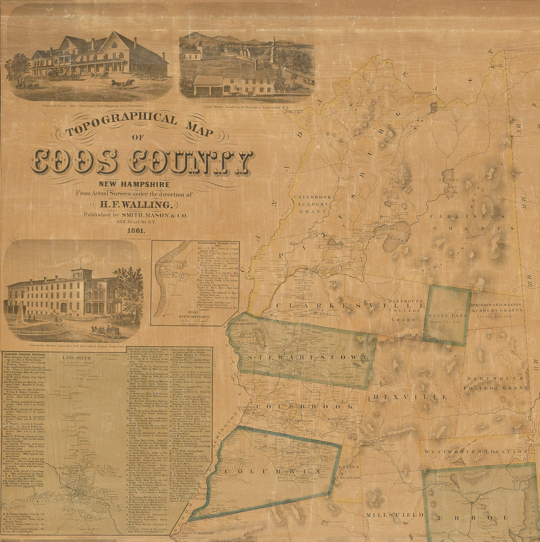 Coos County, New Hampshire Wall Map 1861