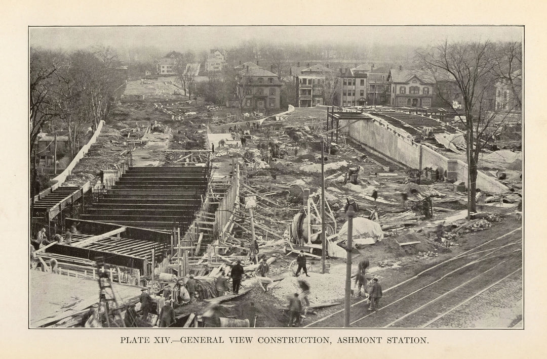 BTD Report 1927 Plate 14: Ashmont Station Construction, Dorchester, Massachusetts