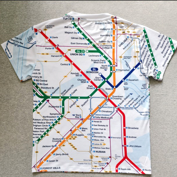 Boston MBTA Map Wrap T-Shirts