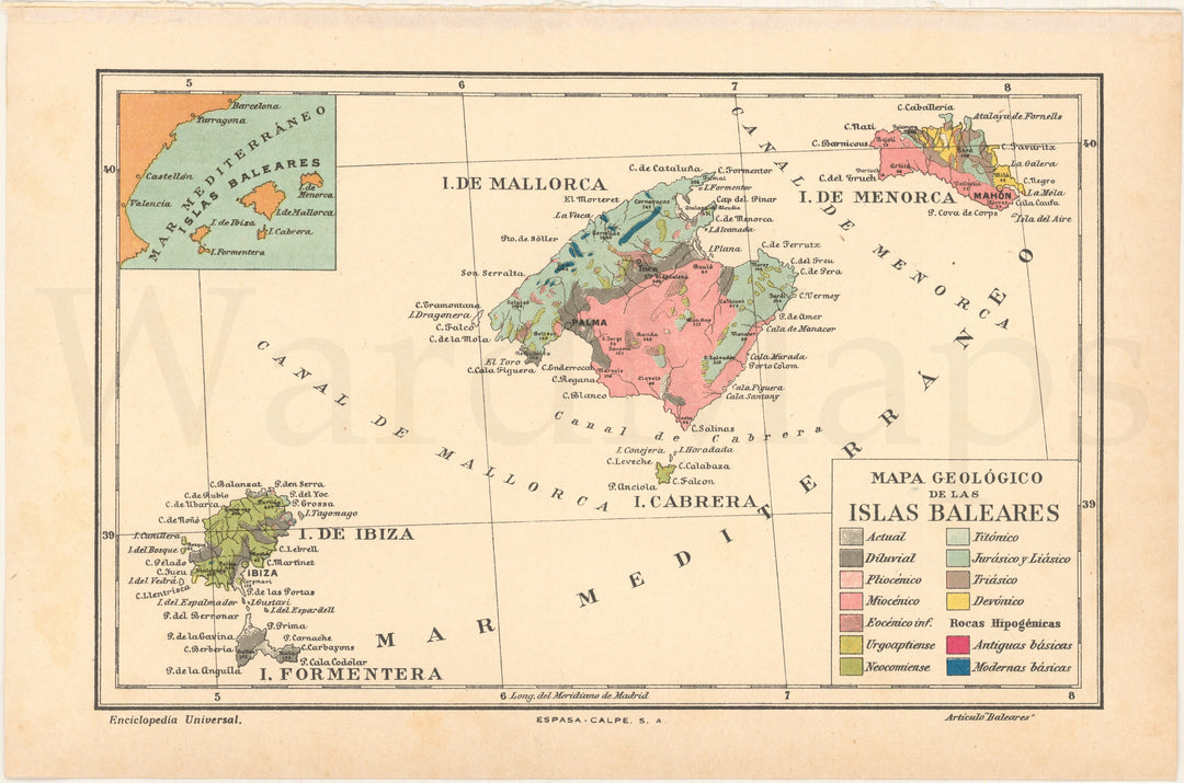 Balearic Islands, Spain Geological Map