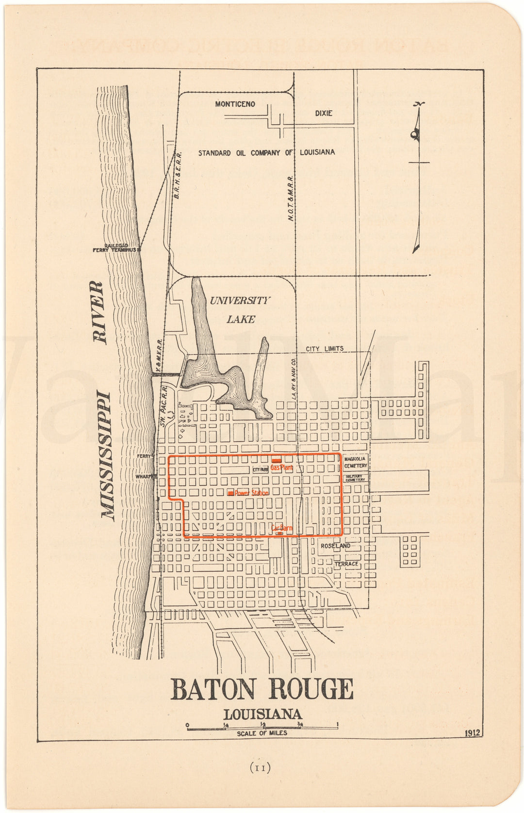 Baton Rouge, Louisiana 1913: Streetcar Lines