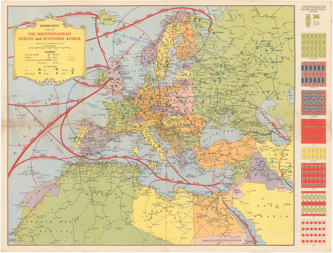 World War II Battle Maps Circa 1940s (Wirey Joe) Side B: Europe & North Africa