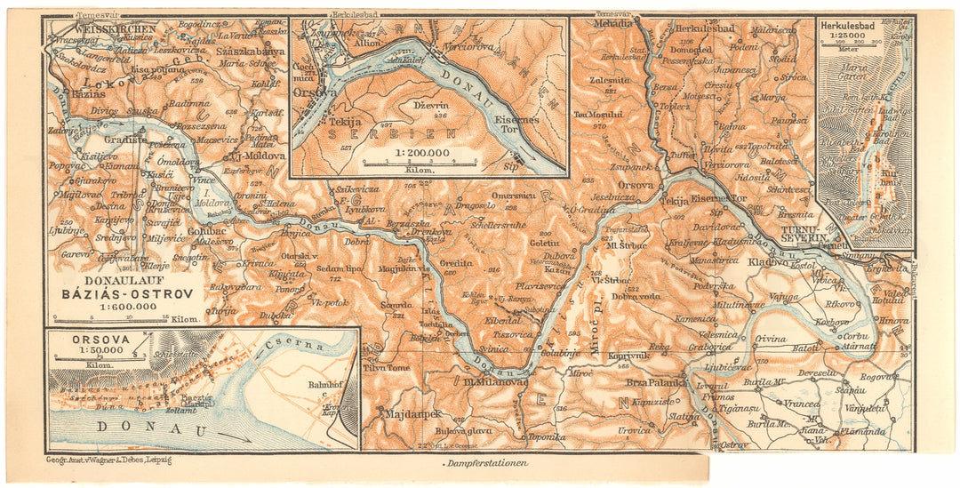 Danube River from Bazias to Ostrovu Mare, Romania 1914