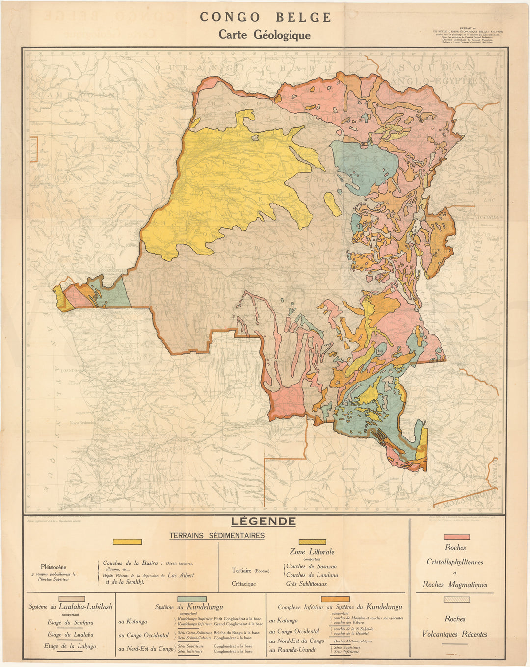 Belgian Congo (DR Congo) Geological Map 1931