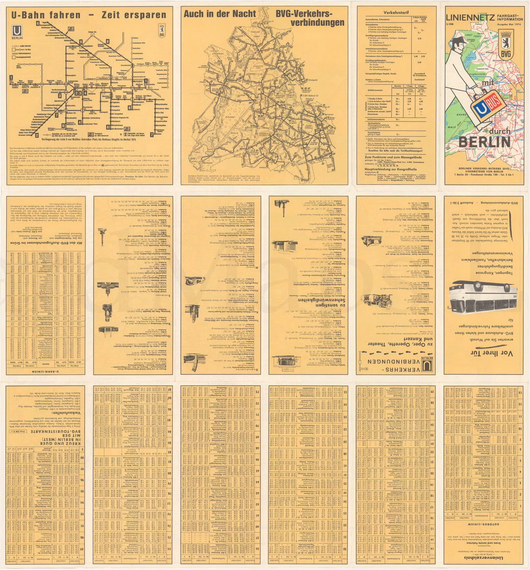 Berlin, Germany Transit System Map 1974 May (Side B)