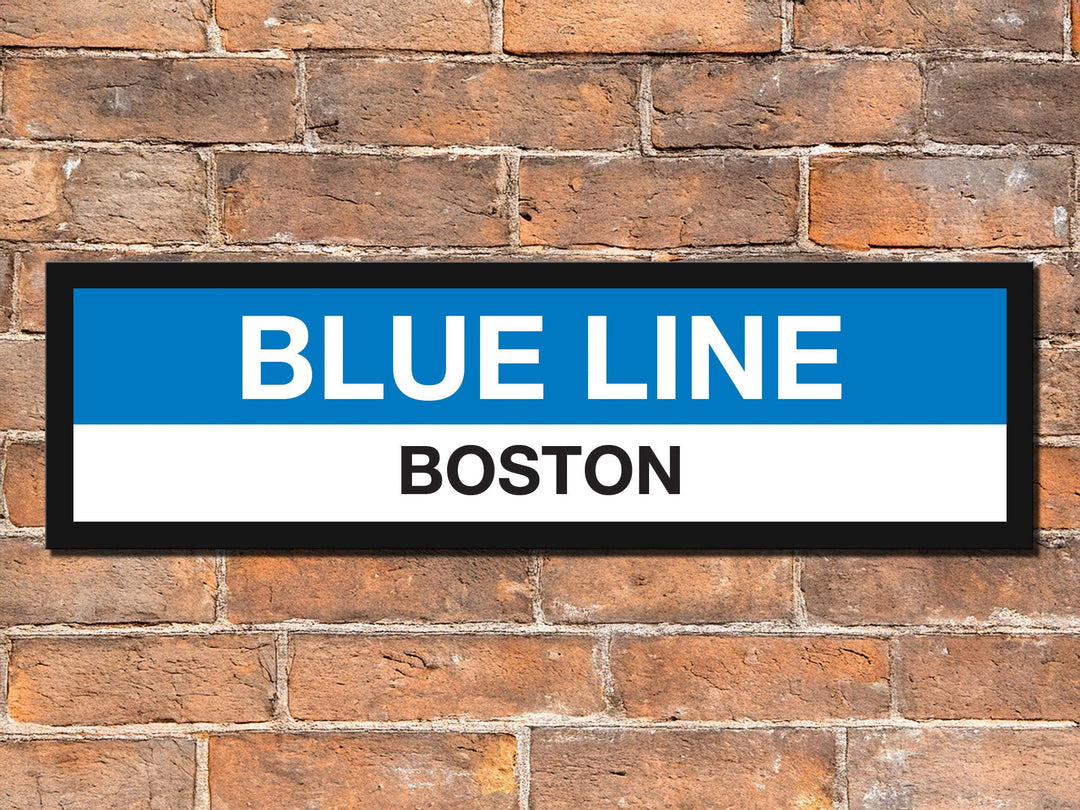 Boston MBTA BLUE LINE Framed Replica Station Signs