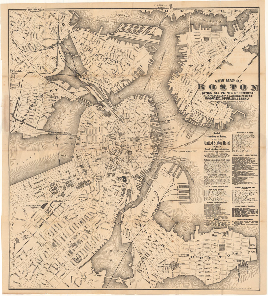 Boston, Massachusetts 1883 (U.S. Hotel) "Vest Pocket Map" Version 2