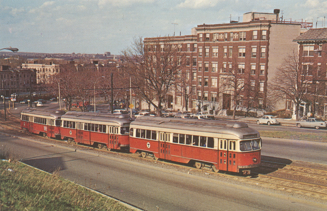 MBTA PCC Cars, Commonwealth Ave., Brighton, Massachusetts