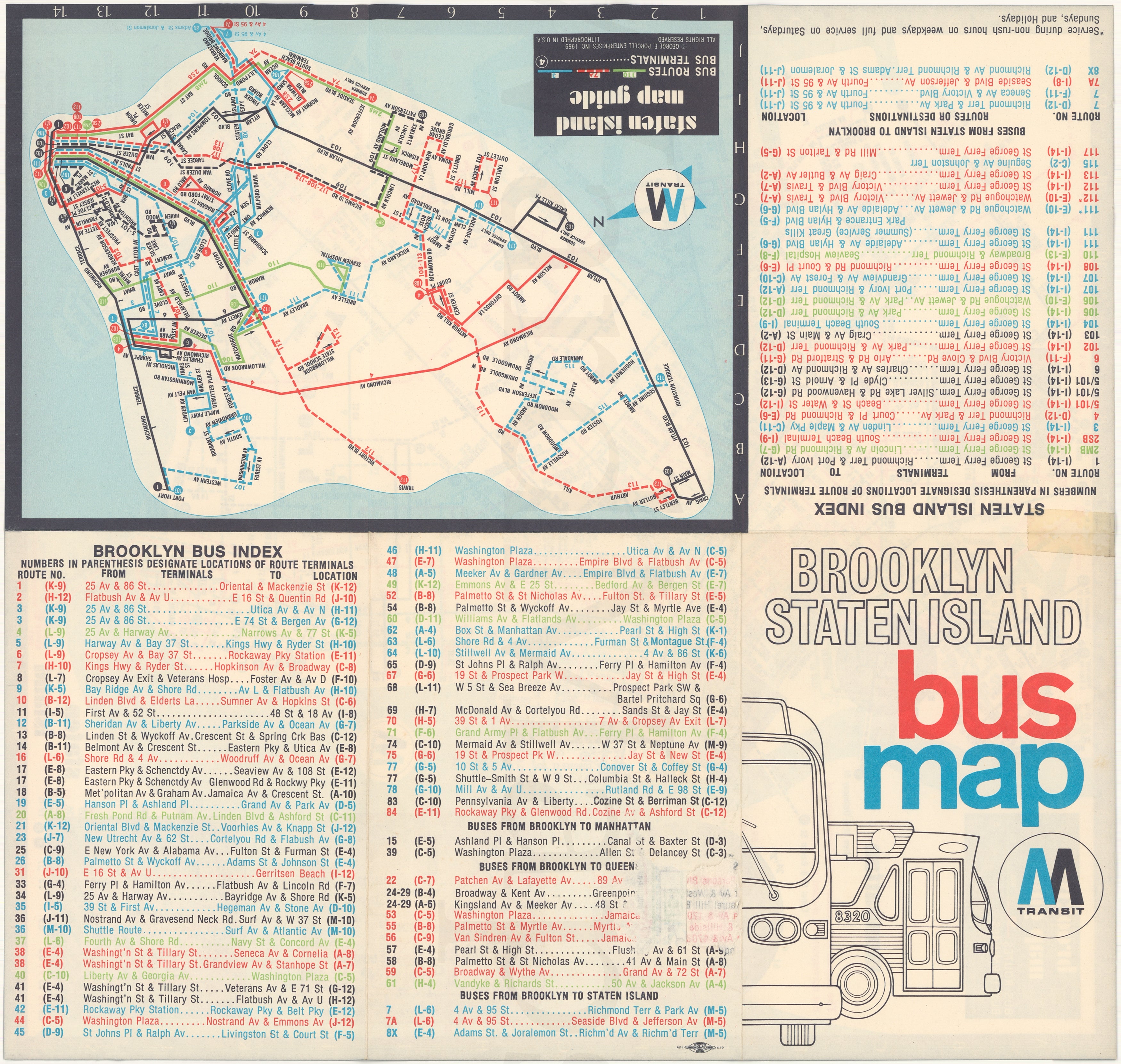 Brooklyn, New York Bus System Map 1969 – WardMaps LLC