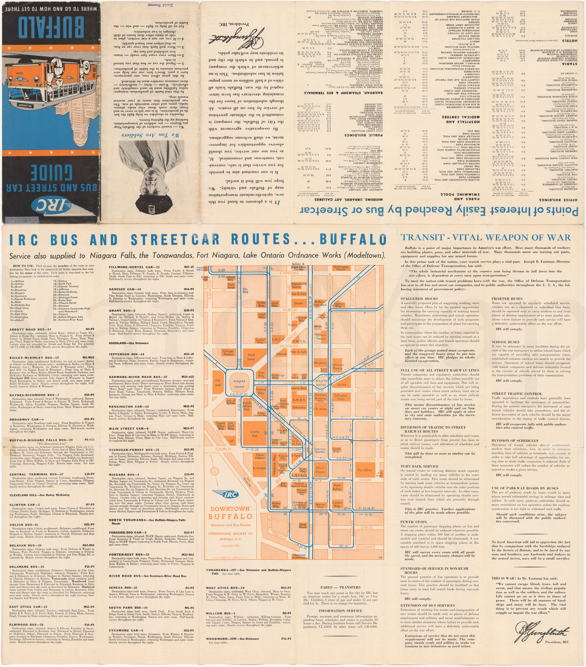Buffalo, New York Bus and Streetcar Routes 1942 (Side B) – WardMaps LLC