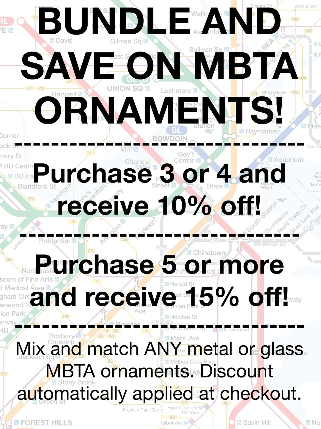 Boston MBTA Green Line Trolley Glass Ornament