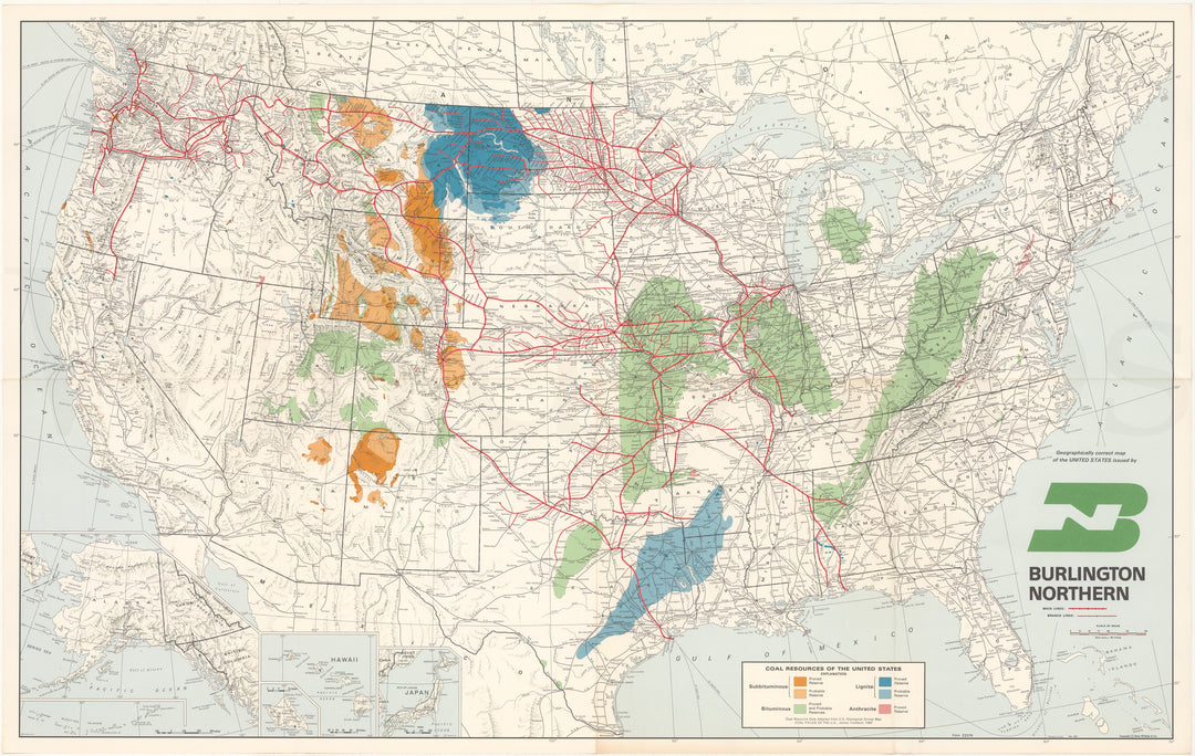 Burlington Northern Railroad System Map 1960
