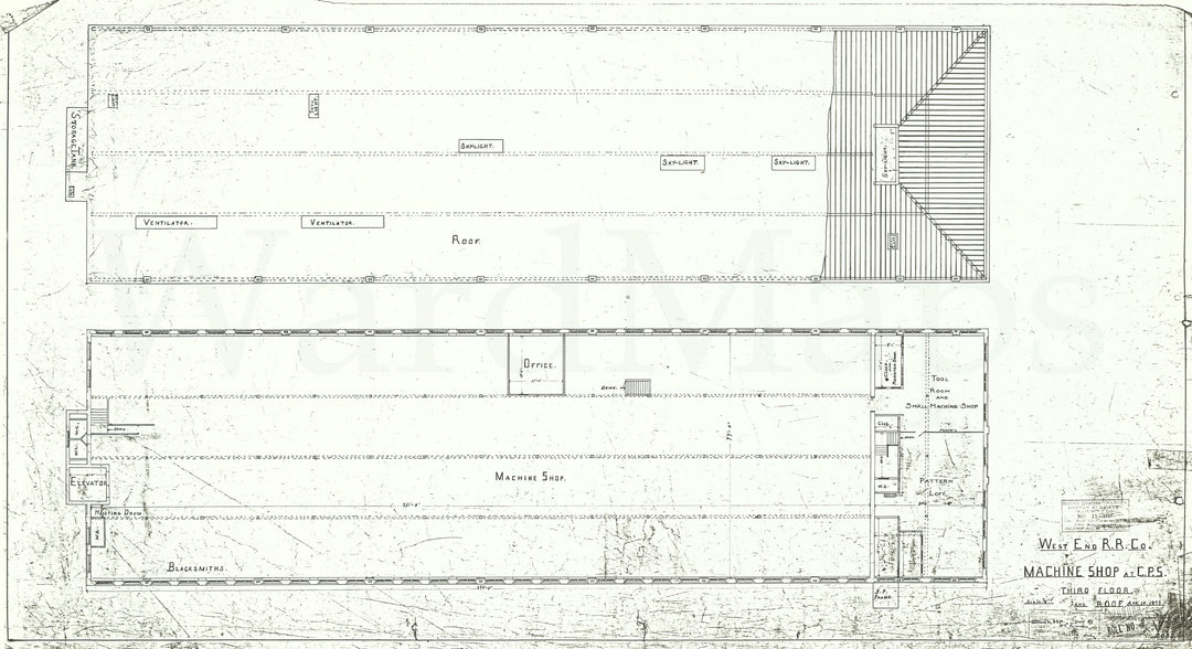 West End Street Railway Co. CPS Machine Shop, Boston, Massachusetts 1893/98: Third Floor, Roof