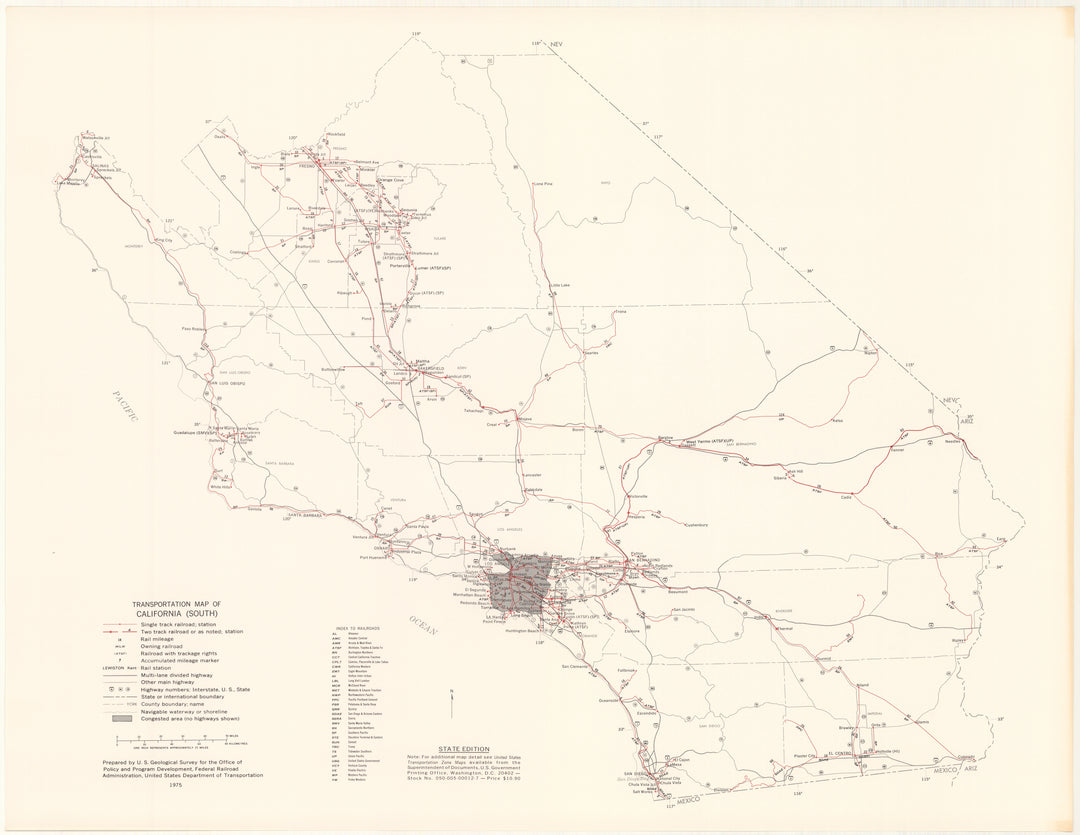 California South Transportation Map 1975: State Edition